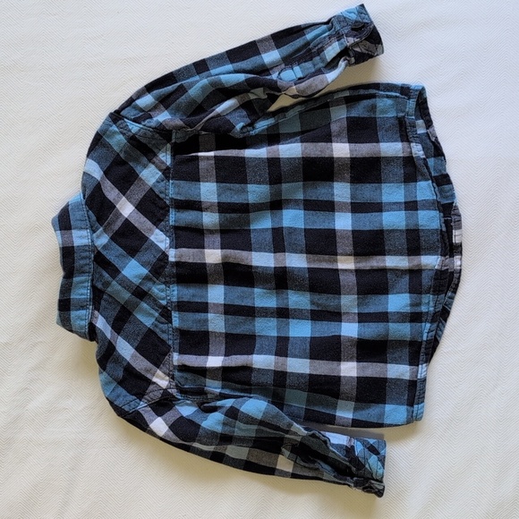 toughskins blue plaid cotton flannel button down shirt 18 months baby boy - Picture 5 of 5